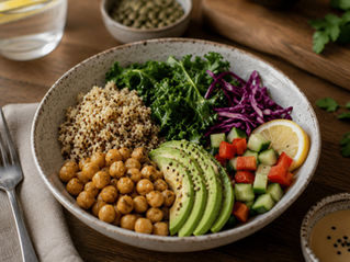Simple whole food meal prepared at home supporting eating for your body
