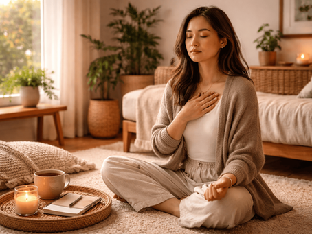 Calm, reflective moment symbolizing daily self-connection and listening inward