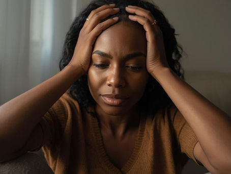  Person sitting quietly with head in hands experiencing emotional burnout and overwhelm