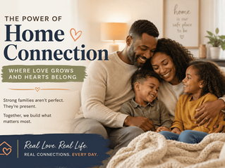 A warm, relaxed family home scene showing calm conversation and connection.