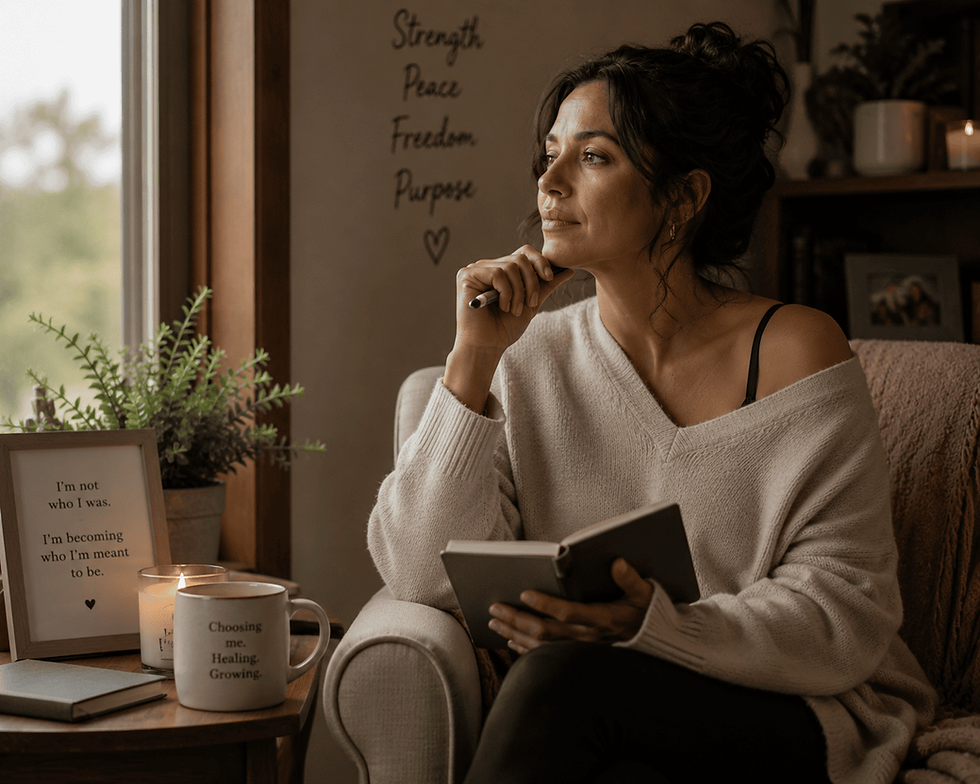 Woman reflecting on identity and healing after divorce