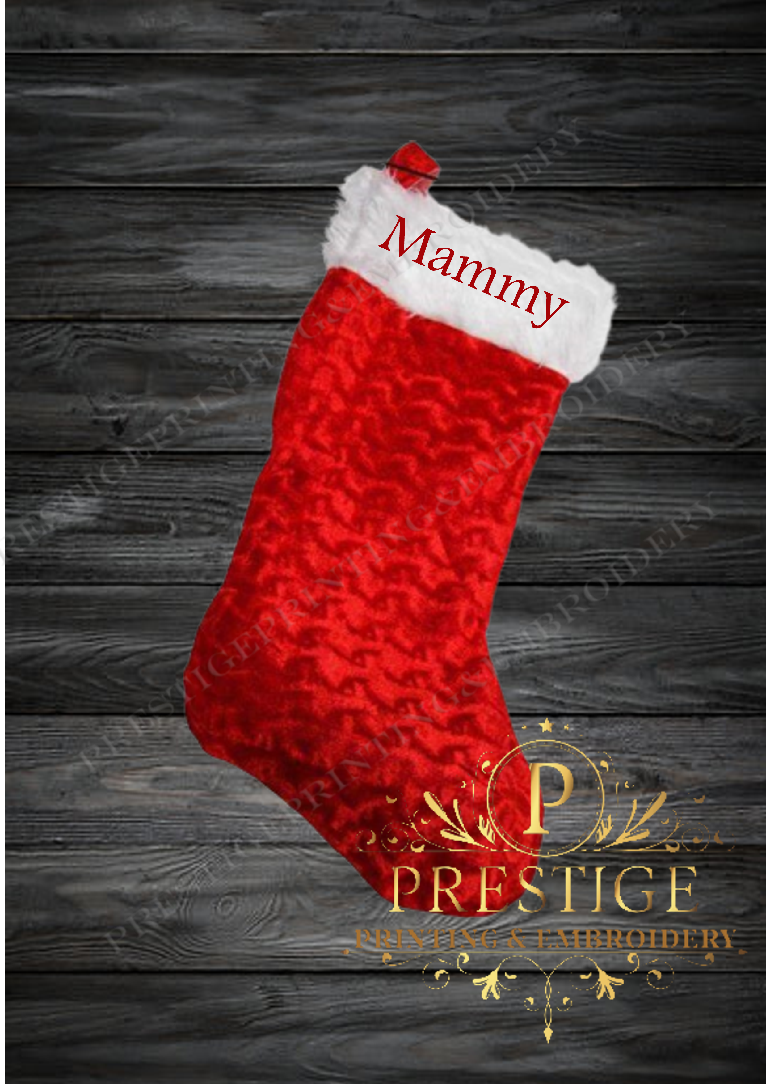 Luxury Embroidered Red Wave Christmas Stocking