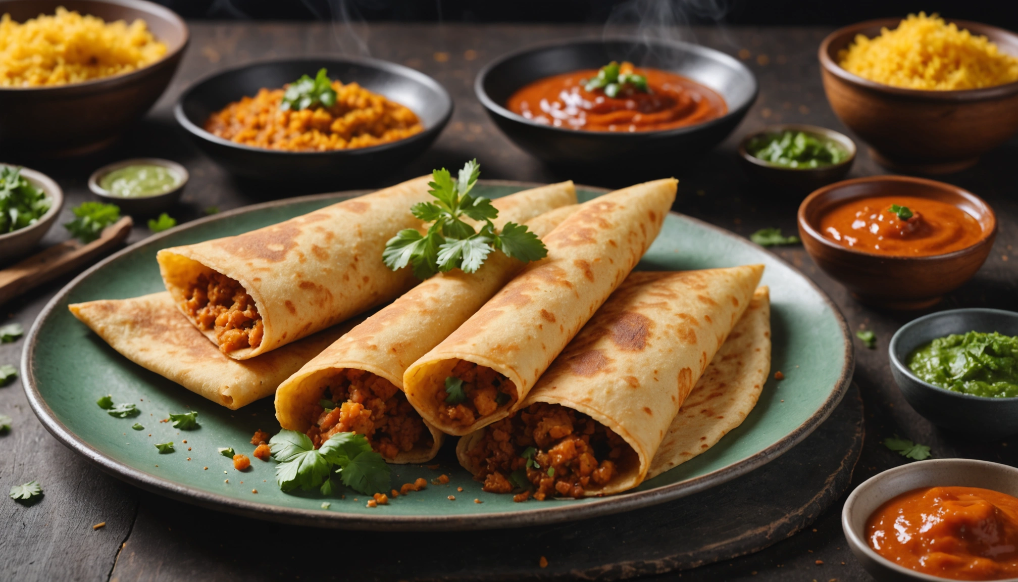 chappati and shenga chutnet roll