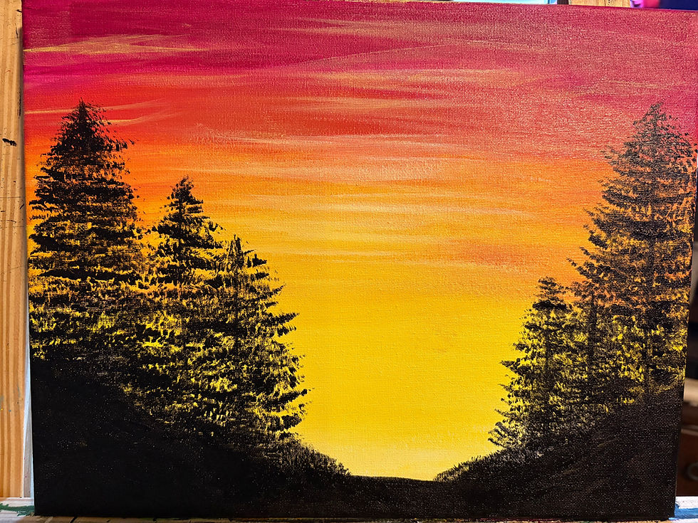 Rooted Light: Majestic Pine trees stretching towards the sky against the warm glow of a sunrise.