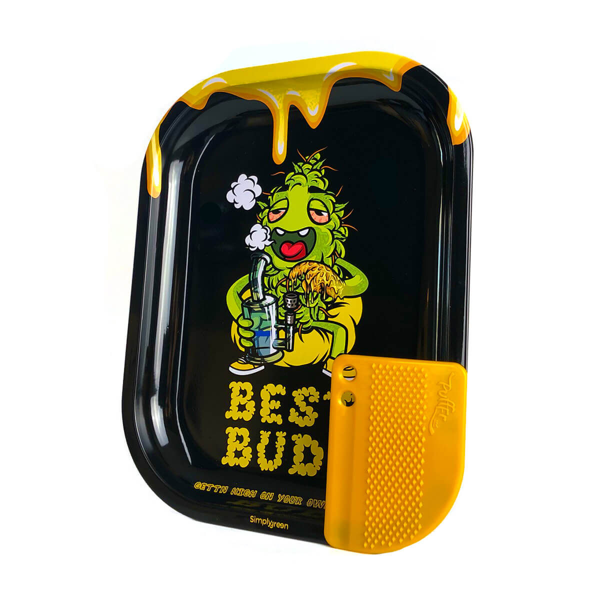 Best Buds – Dab-All-Day Small Metal Rolling Tray + Magnetic Grinder Card