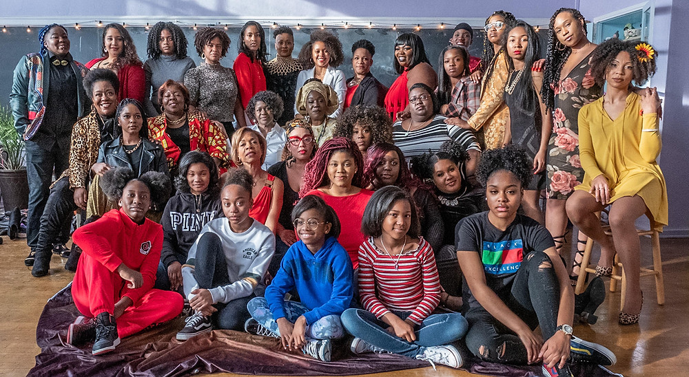 a group of African American women artists from Cleveland look at the camera