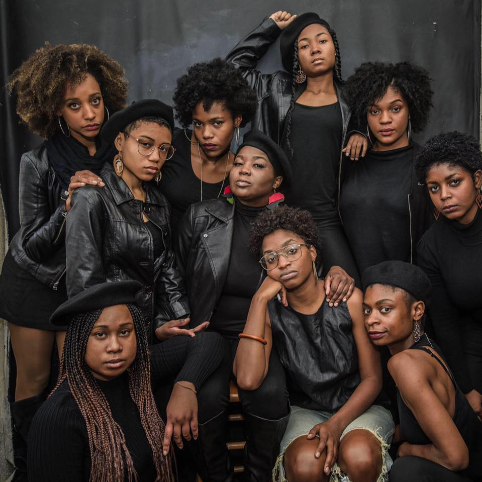the cast of PANTHER WOMEN look at the camera