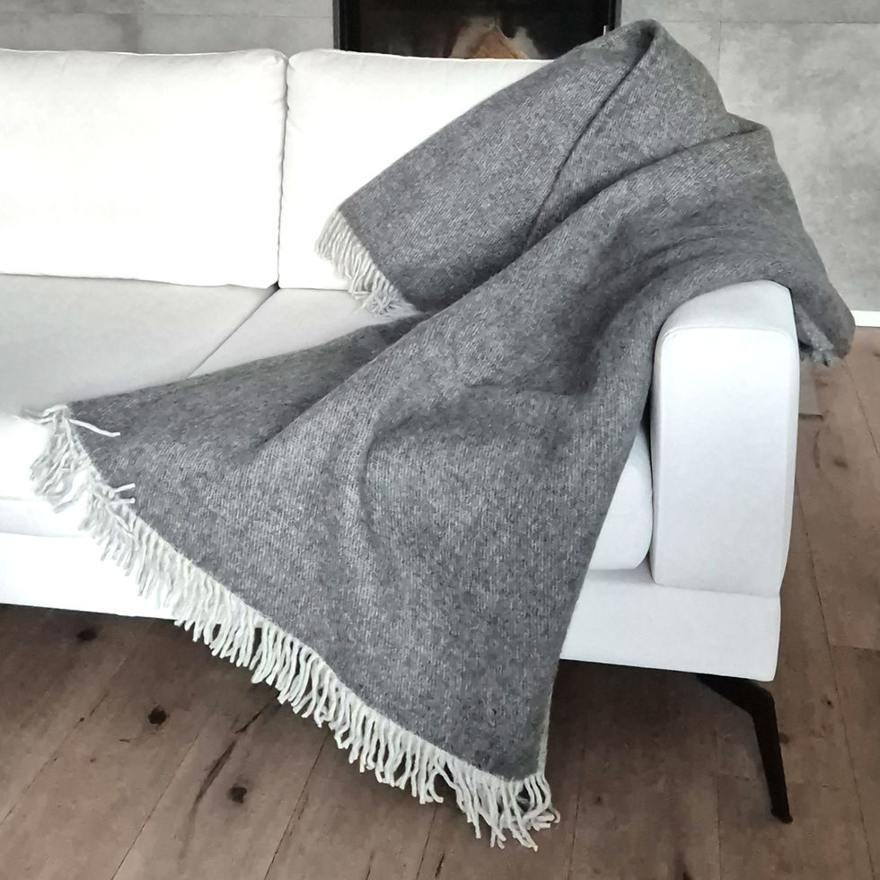 _heywolke SCHAFWOLLDECKE, WENDEDECKE AUS 100% REINER SCHAFWOLLE dunkelgrau-hellgrau