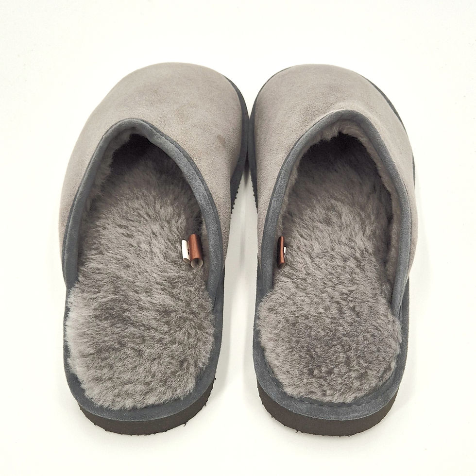 Miniaturbild: HERREN ECHTLEDER SCHAFFELL SLIPPER HAUSSCHUHE -grau-