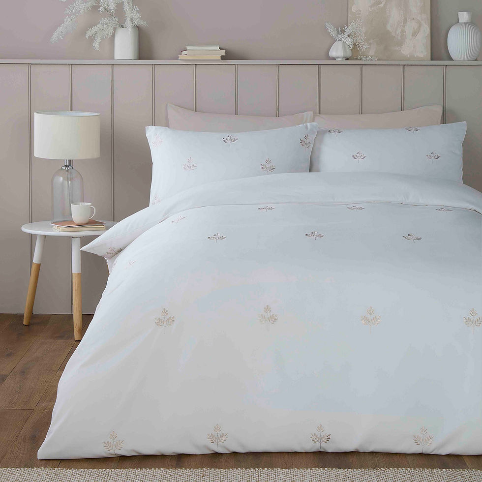 Serene - Emily Embroidery - Duvet Cover Set - Natural - Single