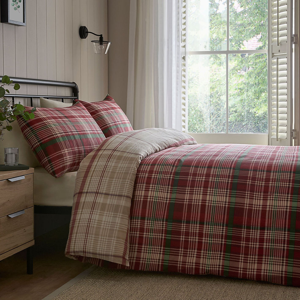 Dreams & Drapes - Bennet Check - Duvet Cover Set - Red