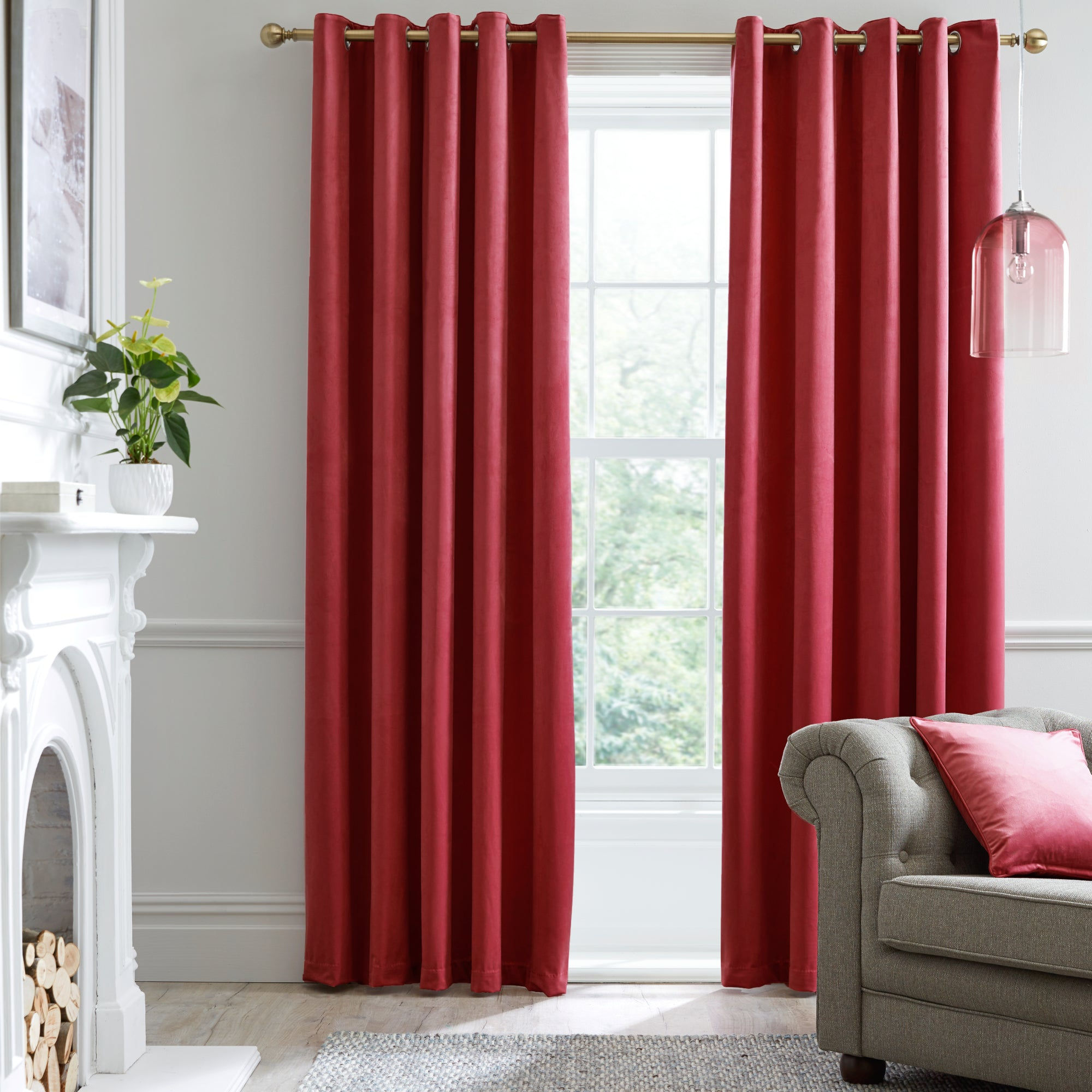 LLB - Montrose - Eyelet Curtains - Claret - 66 x 72in