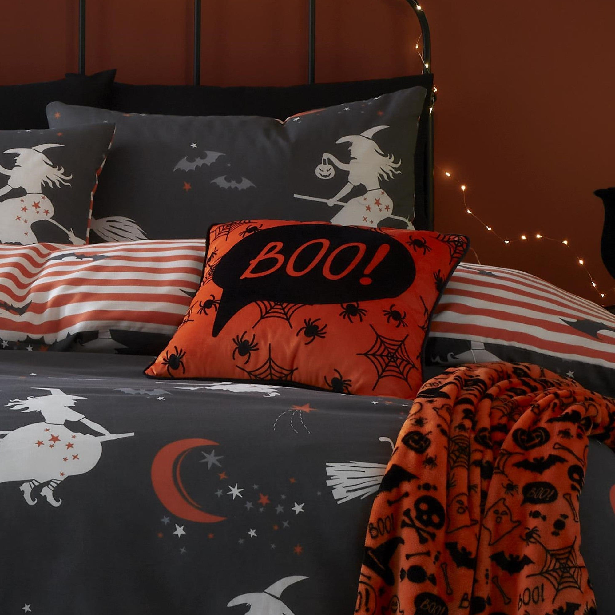 Bedlam - Boo - Cushion Cover - Orange - 43x43cm
