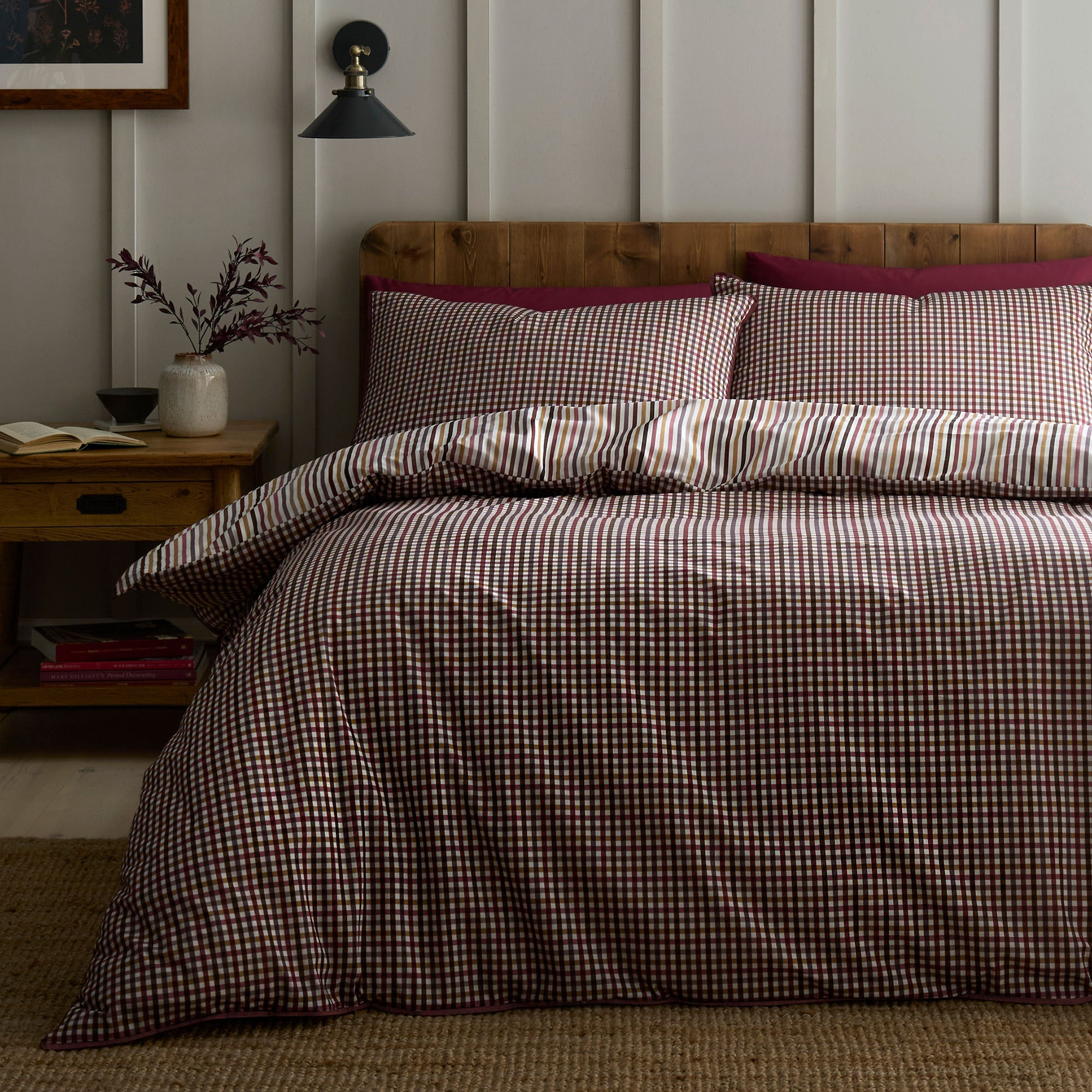 Appletree - Micro Check - Duvet Cover Set - Berry