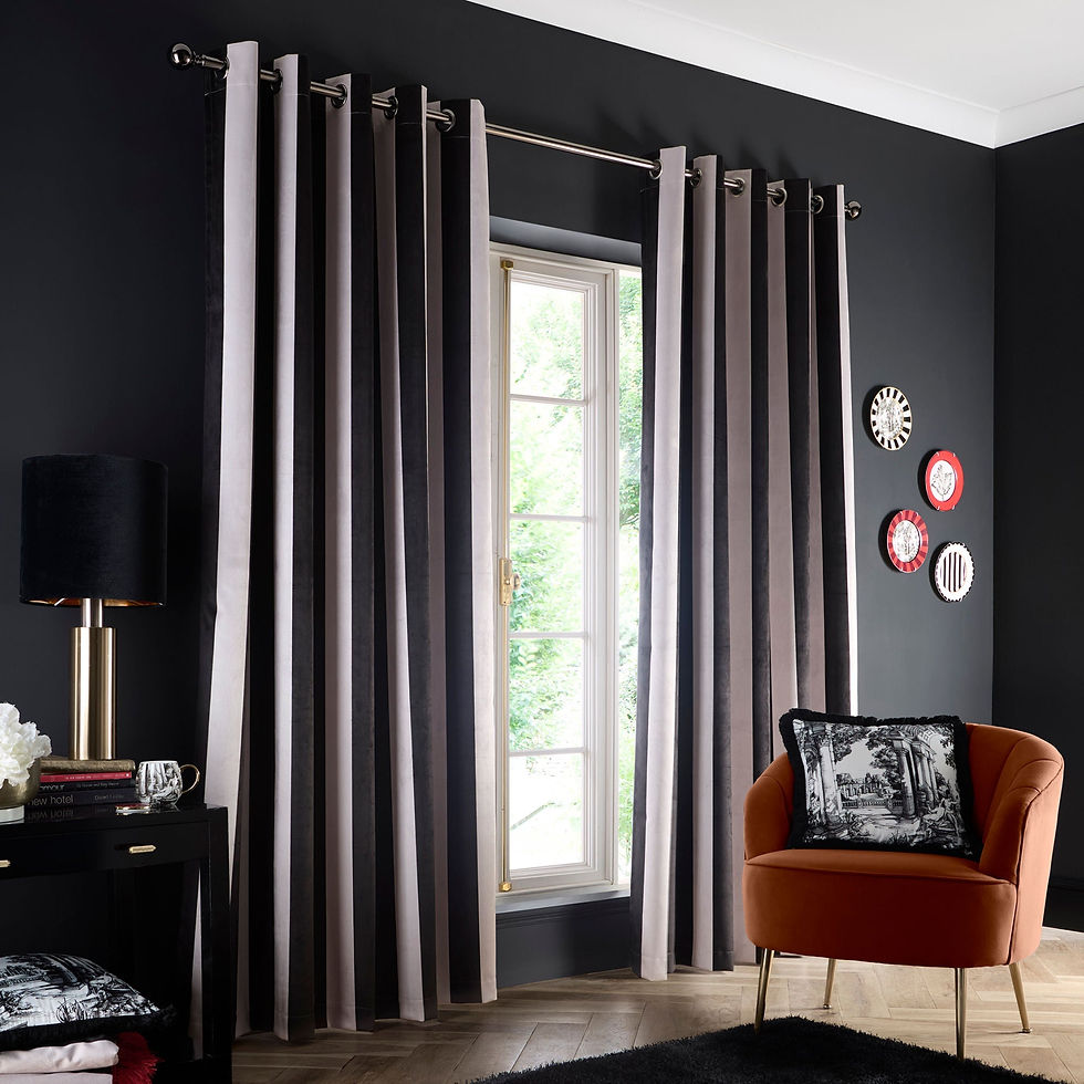 LLB - Festivo Stripe - Eyelet Curtains - Black - 90 x 90in