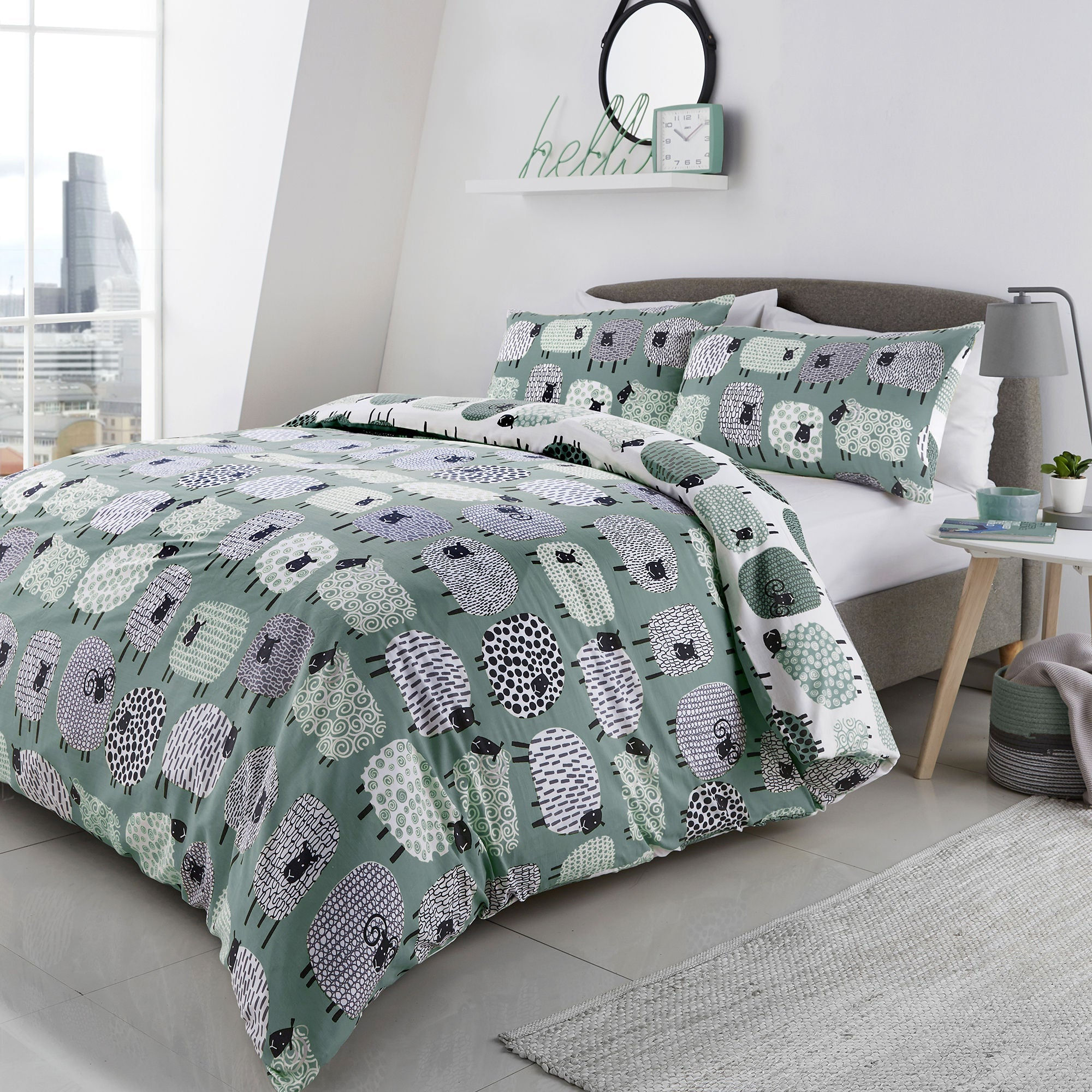 Fusion - Dotty Sheep - Duvet Cover Set - Duck Egg - Double