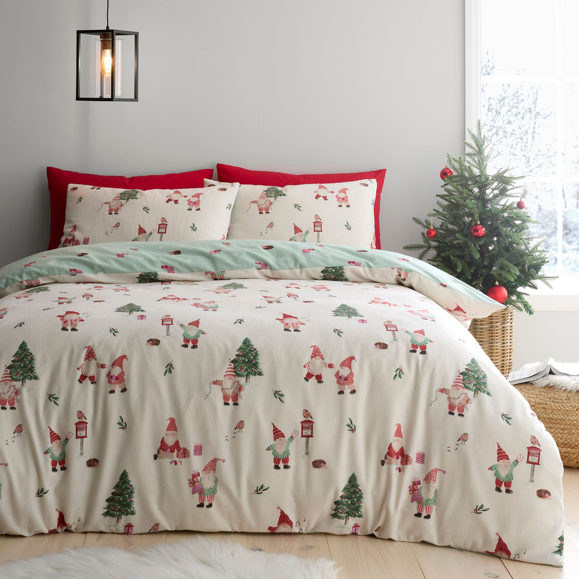 Fusion - Christmas Gonks - Duvet Cover Set - Natural - Double