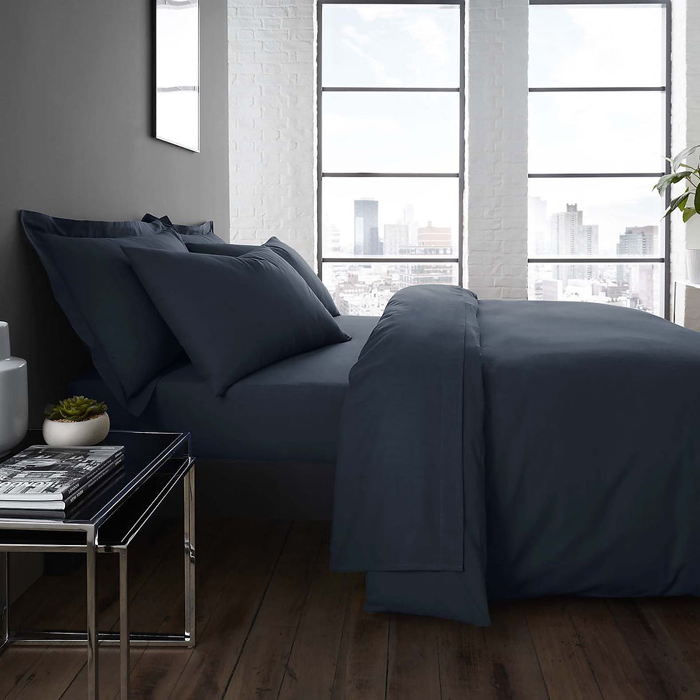 Serene - Plain Dyed - Fitted Bed Sheet - Navy - Super-King