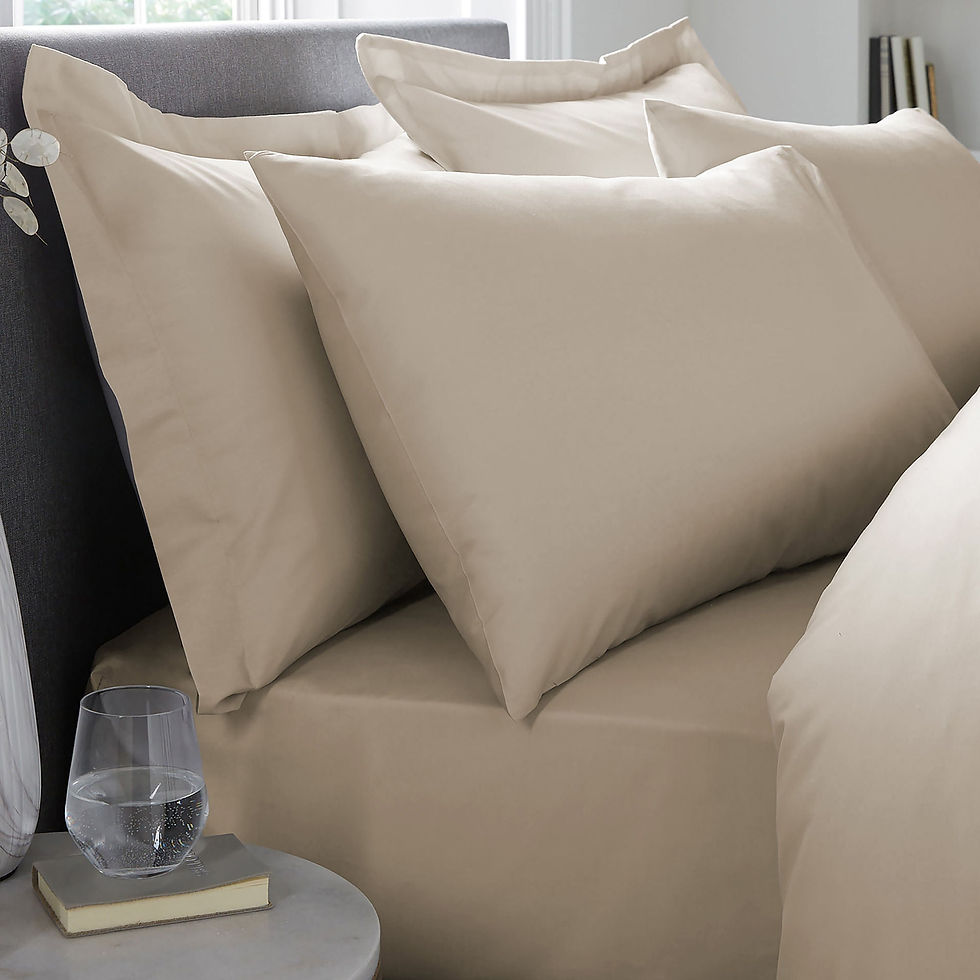 Appletree - 200TC Plain Dye - Pair of Oxford Pillowcases - Natural - 50 x 75cm