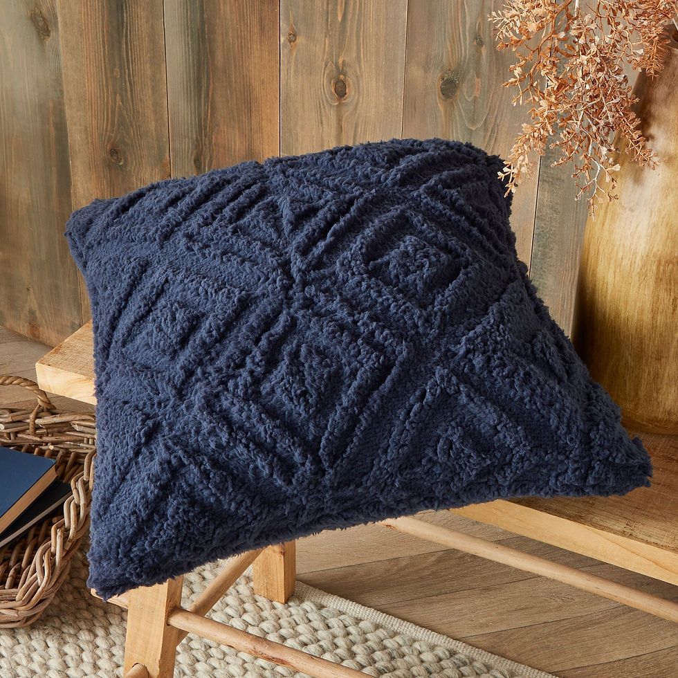 Fusion - Geo Fleece - Cushion Cover - Navy - 43x43cm