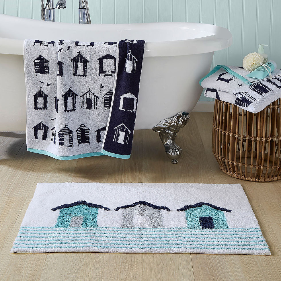 Fusion - Beach Huts - Bath Mats - Blue - 50x80 cm