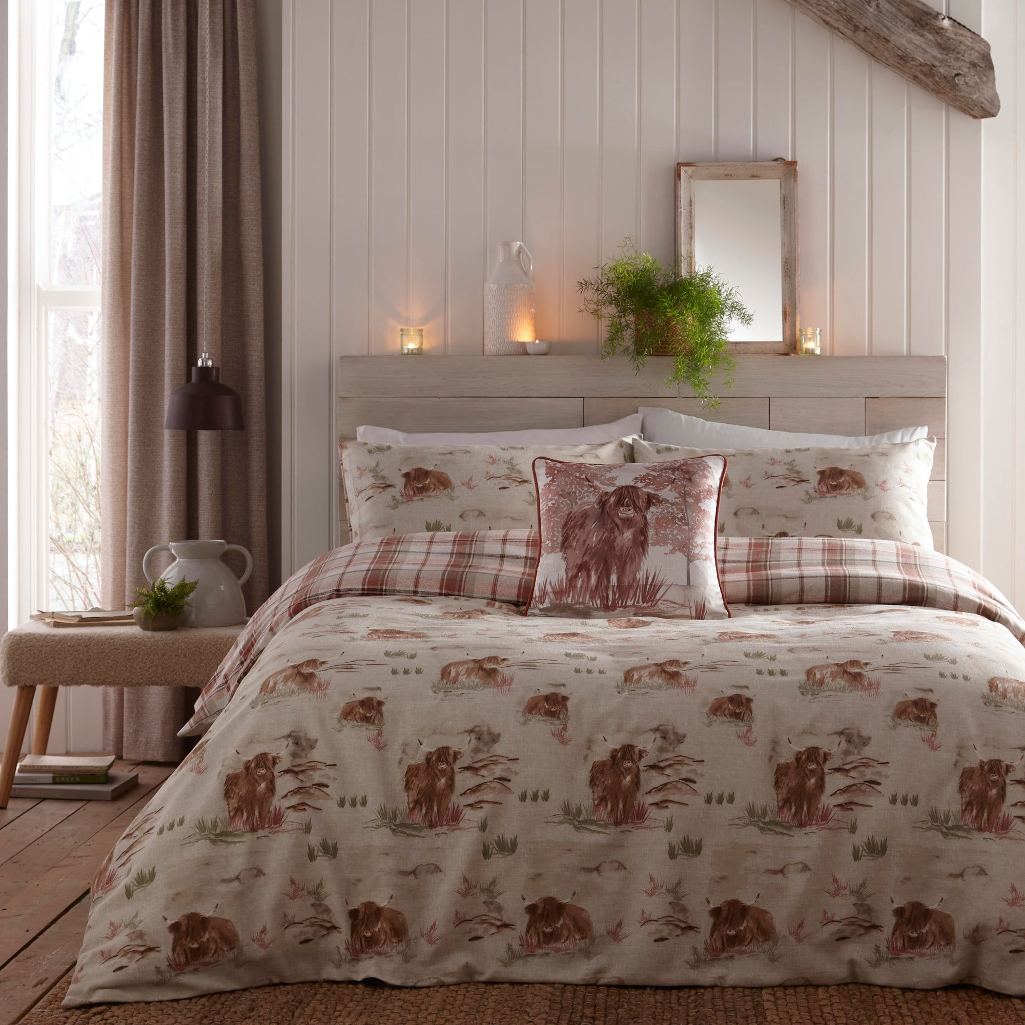 Dreams & Drapes - Hanson Highland Cow - Duvet Cover Set - Terracotta - Double