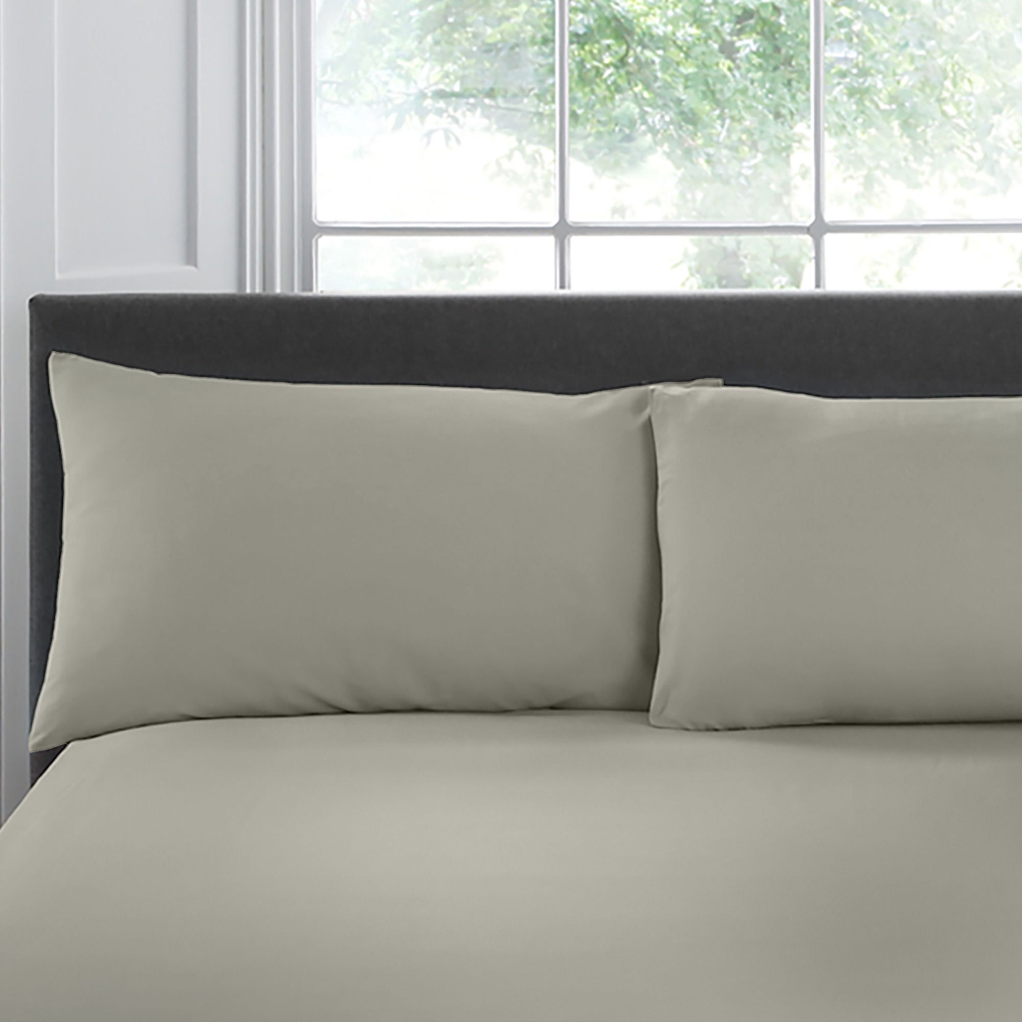 Appletree - 200TC Plain Dye - Pair of Housewife Pillowcases - Silver - 50 x 75cm