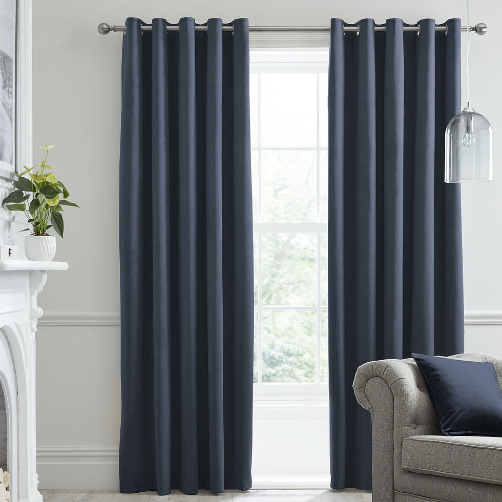 LLB - Montrose - Eyelet Curtains - Navy - 66 x 90in