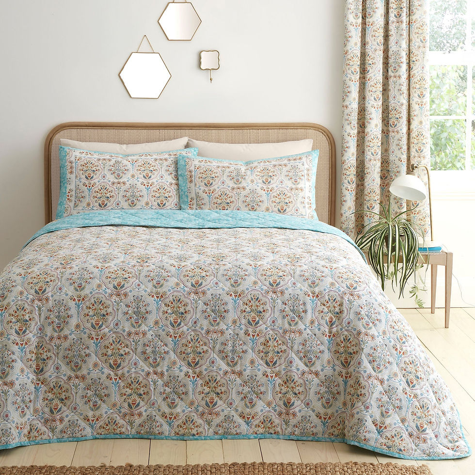 Dreams & Drapes - Edena Decorative Floral - Bedspread - Natural - 200cm x 230cm