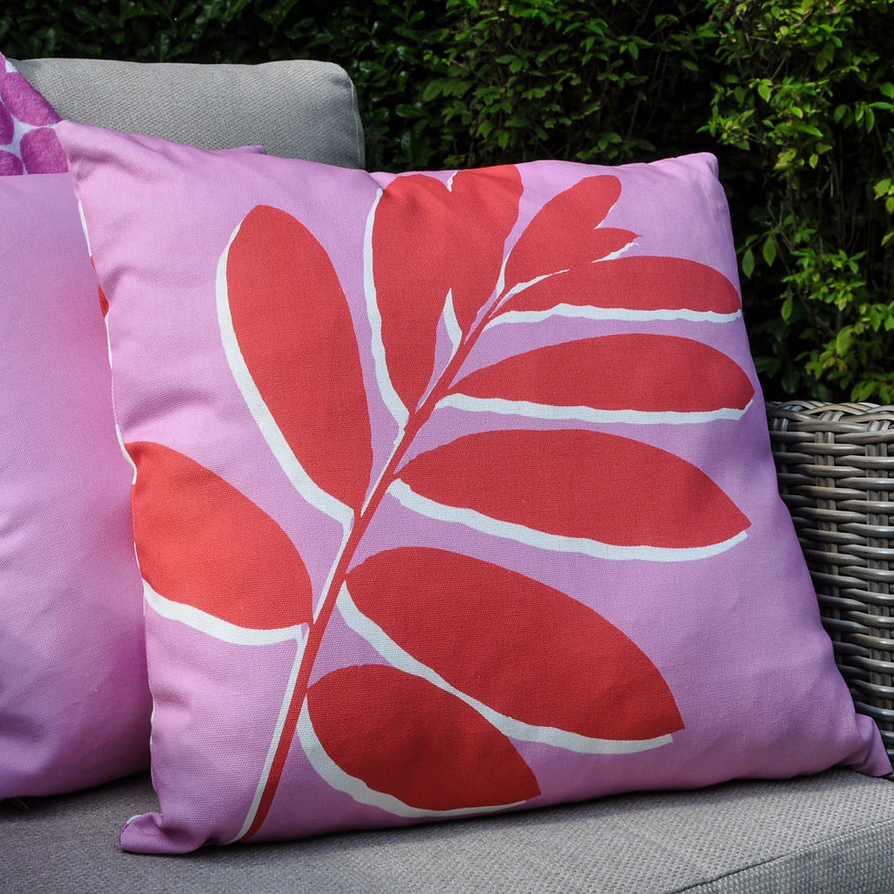 Fusion - Leaf Print - Filled Cushion - Pink - 43x43cm