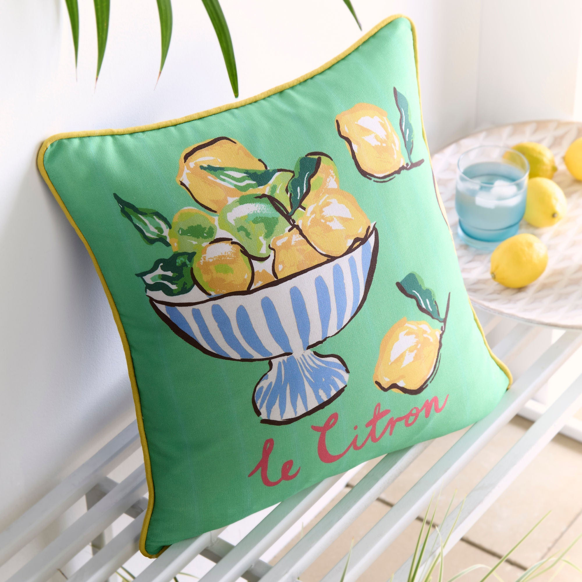 Fusion - Lemon Fruit Bowl Outdoor - Cushion Cover - Multi - 43x43cm