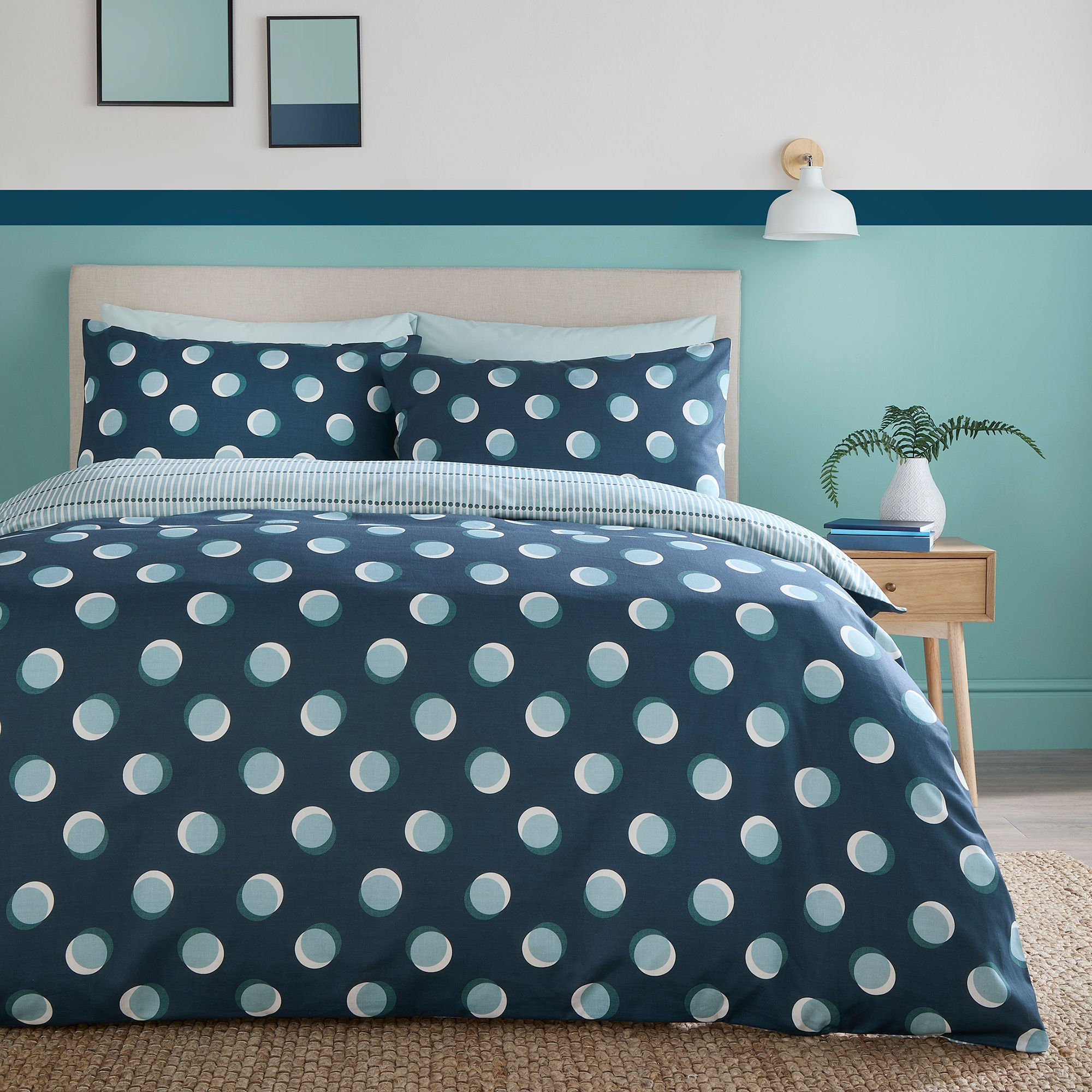 Fusion - Polka Spot - Duvet Cover Set - Blue - King