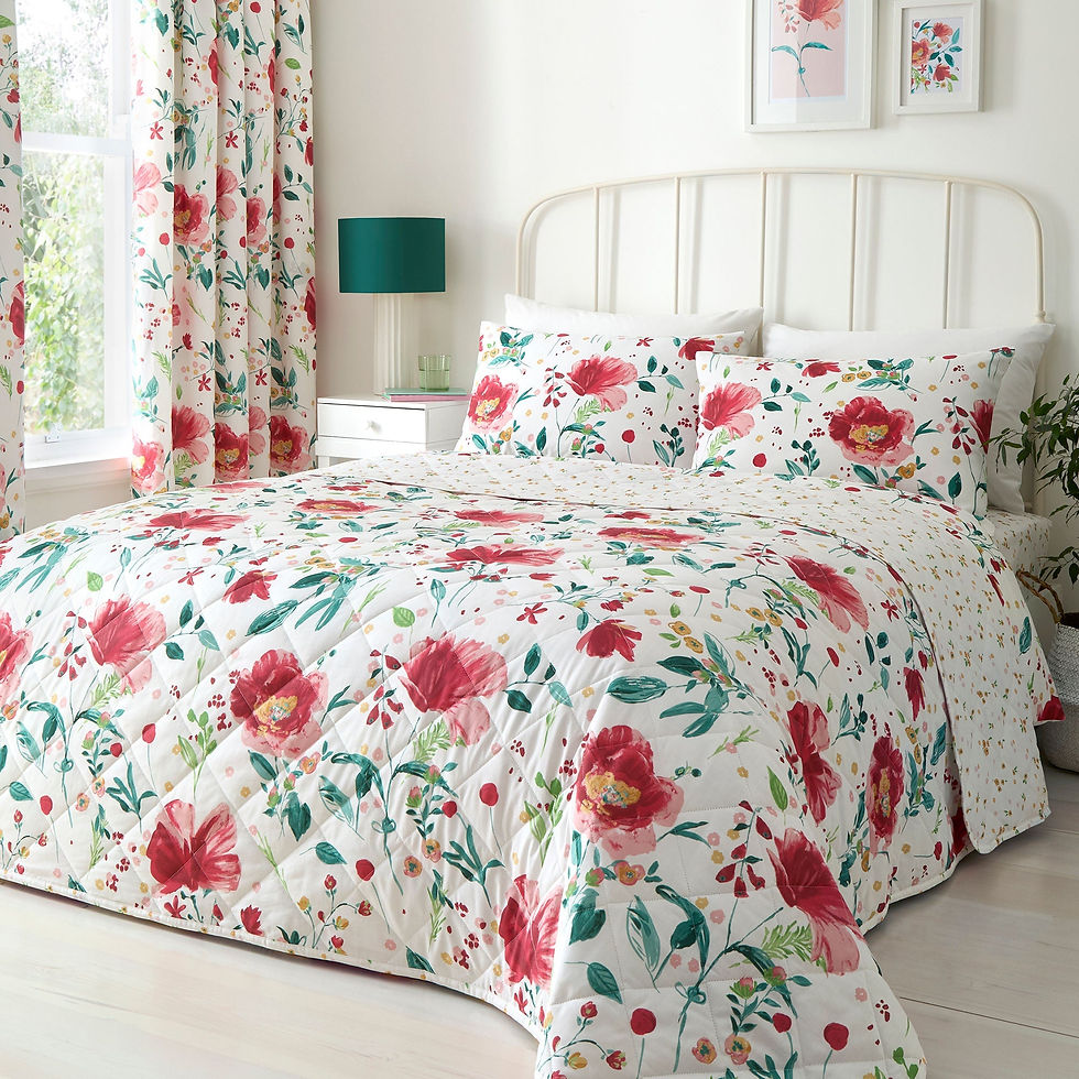 Dreams & Drapes - Abstract Poppy - Bedspread - Red - 200cm x 230cm