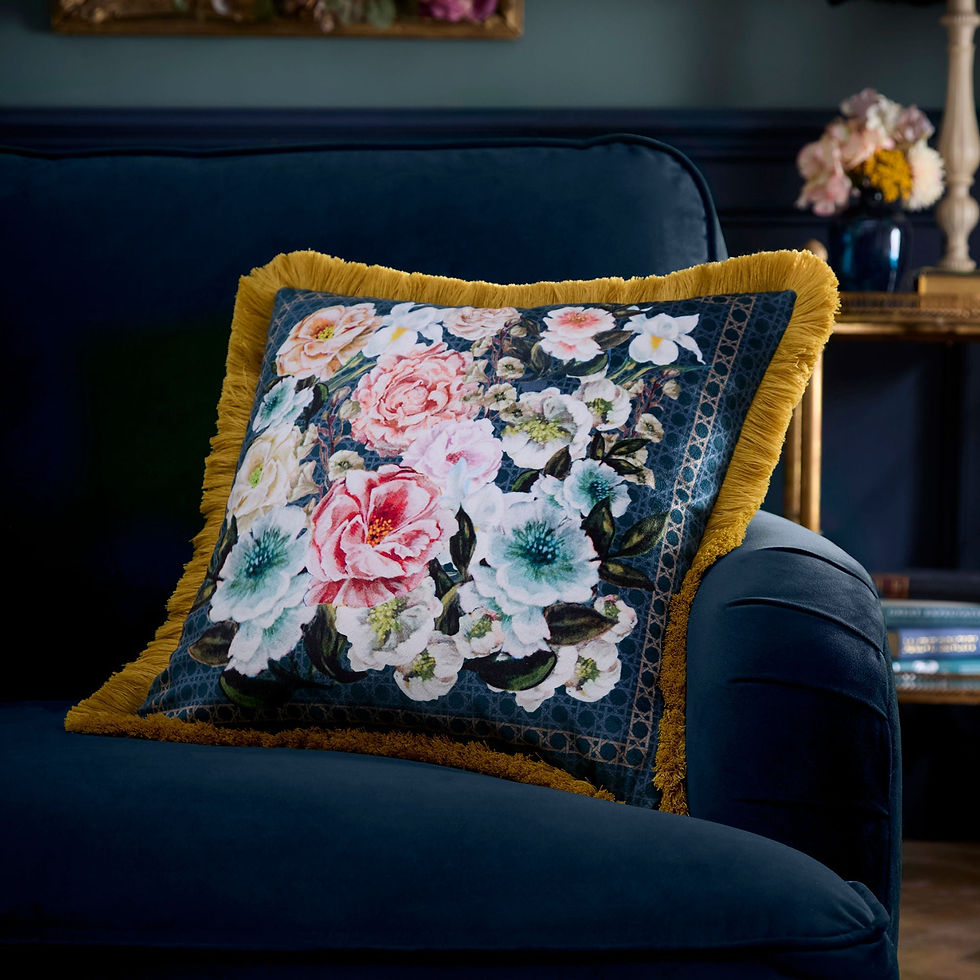 Laurence Llewelyn-Bowen - Bouquet List - Filled Cushion - Blue - 43x43cm