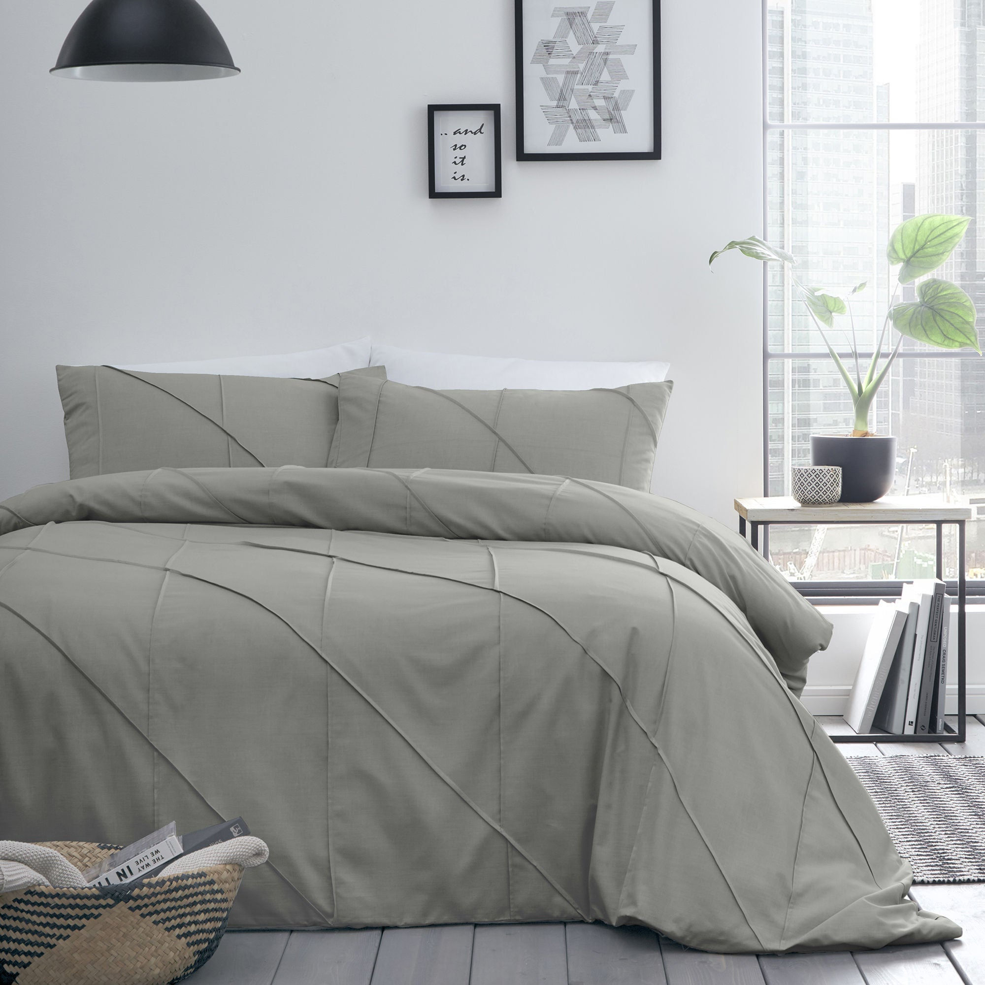 Serene - Dart - Duvet Cover Set - Grey - Double