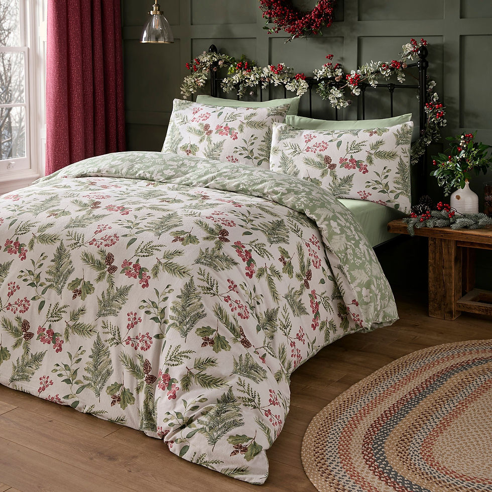 Dreams & Drapes - Winter Sprigs - Duvet Cover Set - Green - Single