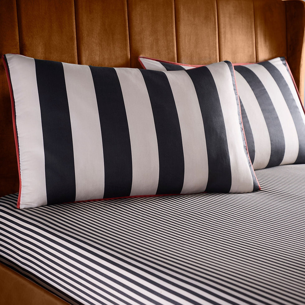 LLB - Festivo Circus Stripe - Fitted Sheet - Black - King