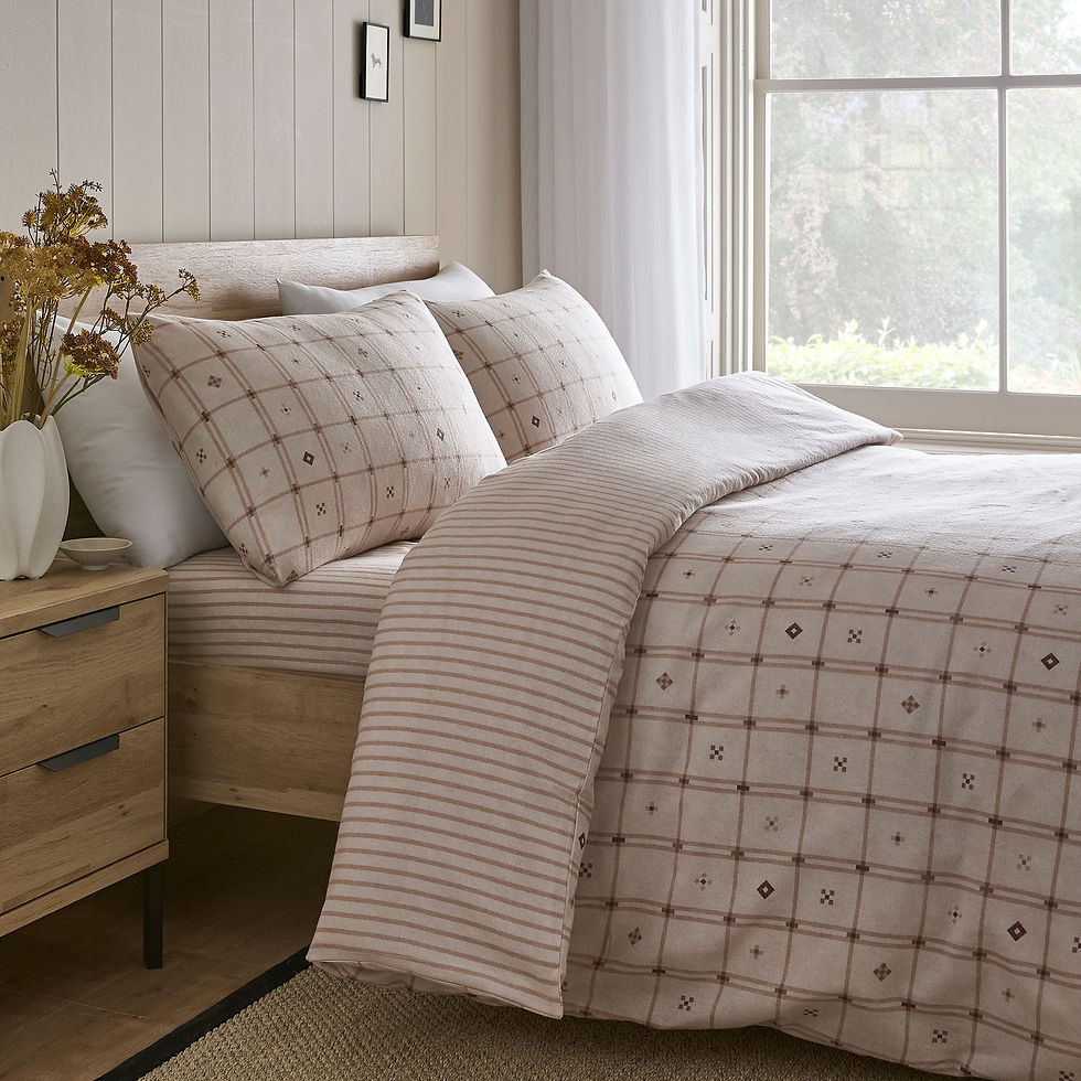 Dreams & Drapes - Cottage Check - Duvet Cover Set - Natural - Single