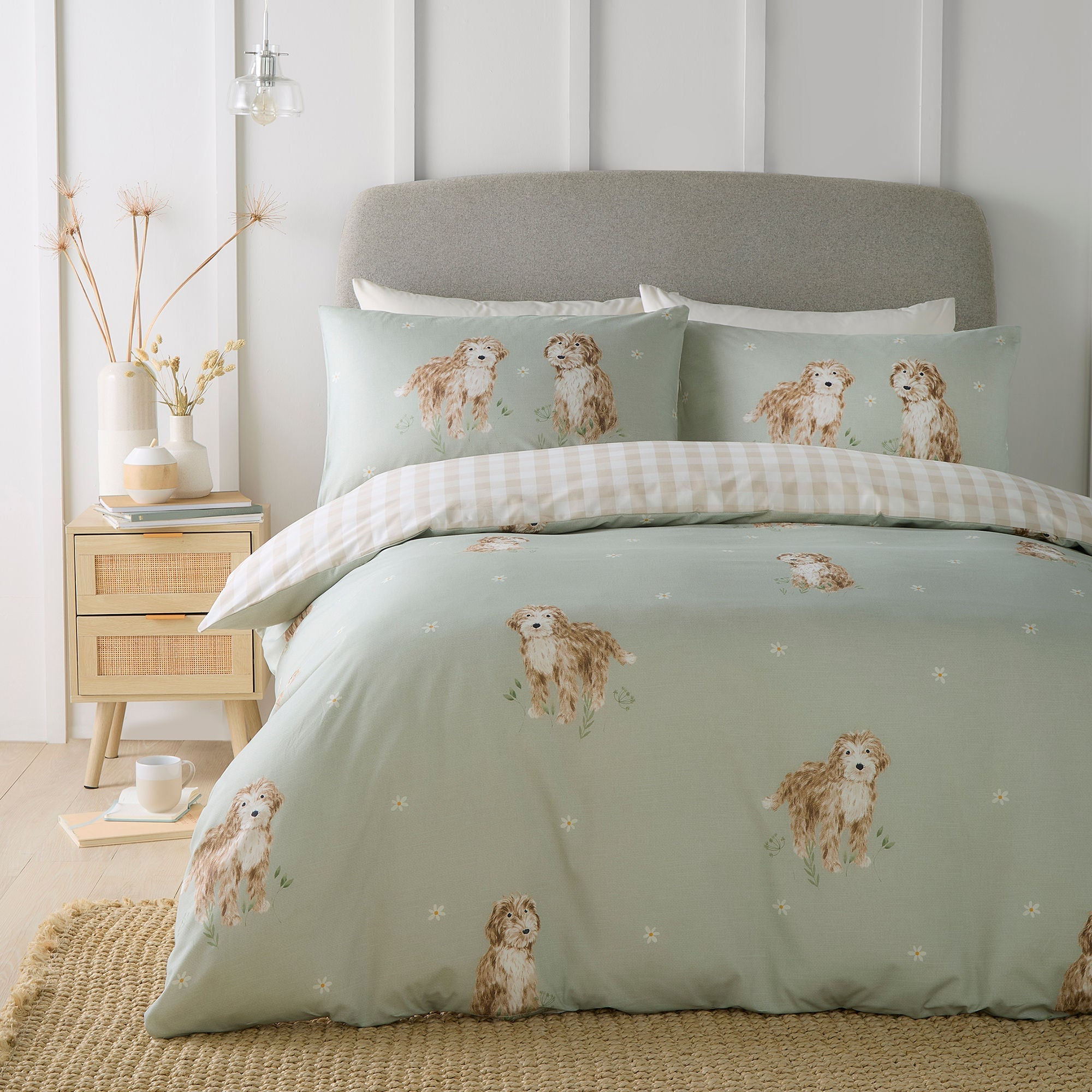 Fusion - Hattie The Cockapoo - Duvet Cover Set - Green - King