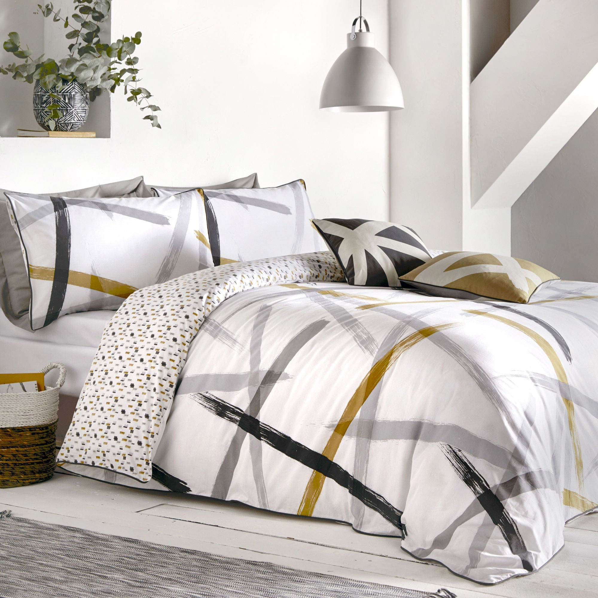 Appletree - Leda - Duvet Cover Set - Grey/Ochre