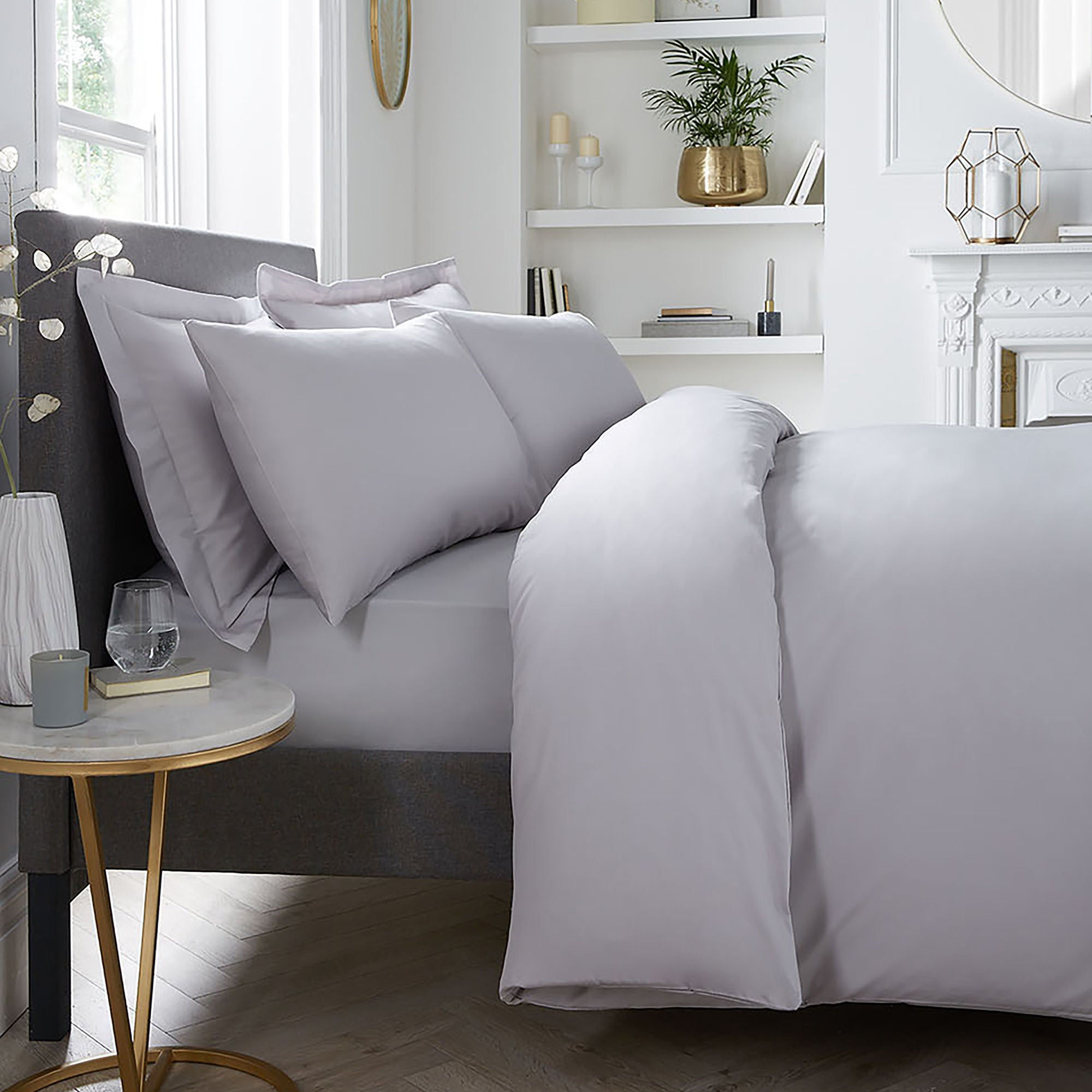 Serene - Plain Dyed - Fitted Bed Sheet - Silver - Single