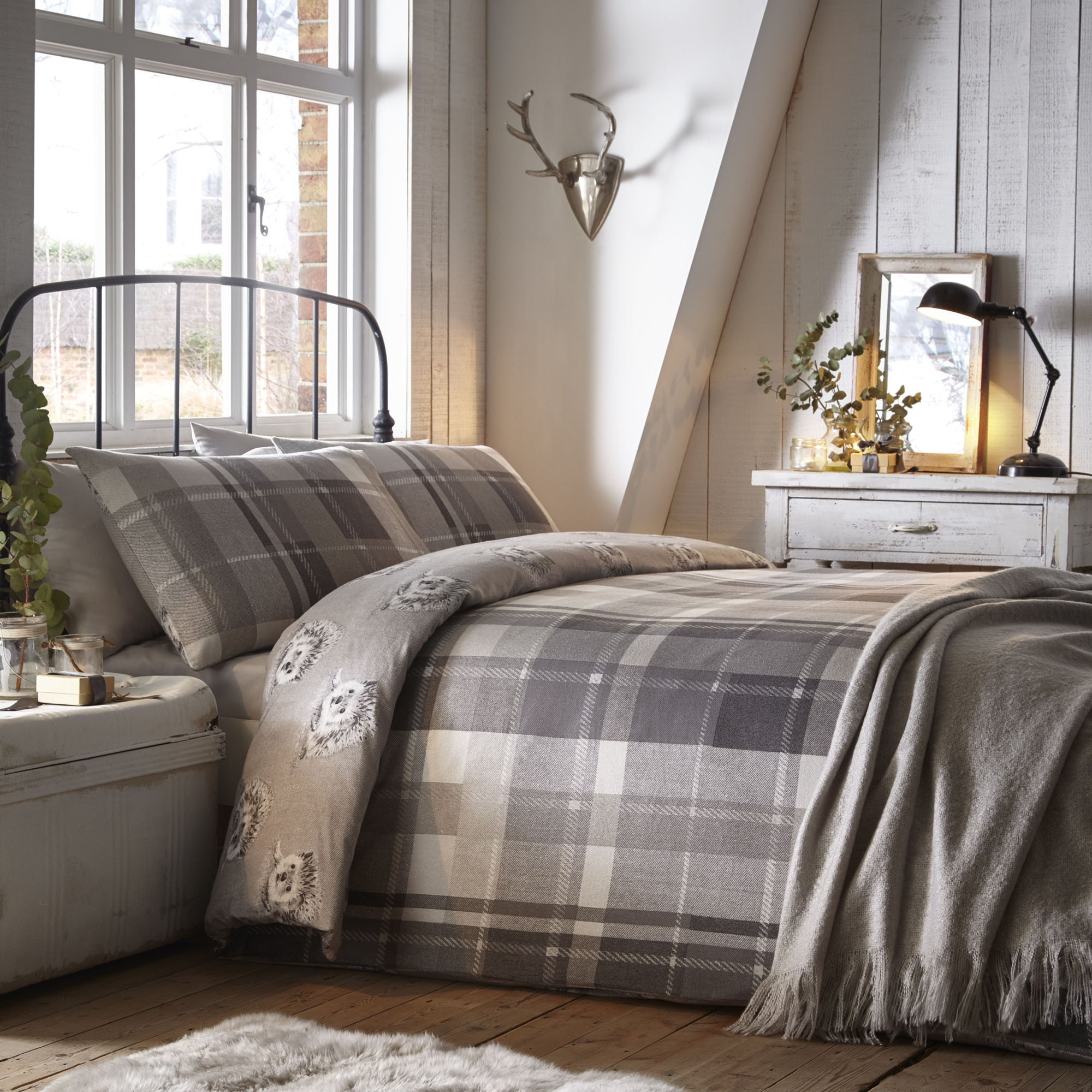 Dreams & Drapes - Colville Check - Duvet Cover Set - Grey - Double