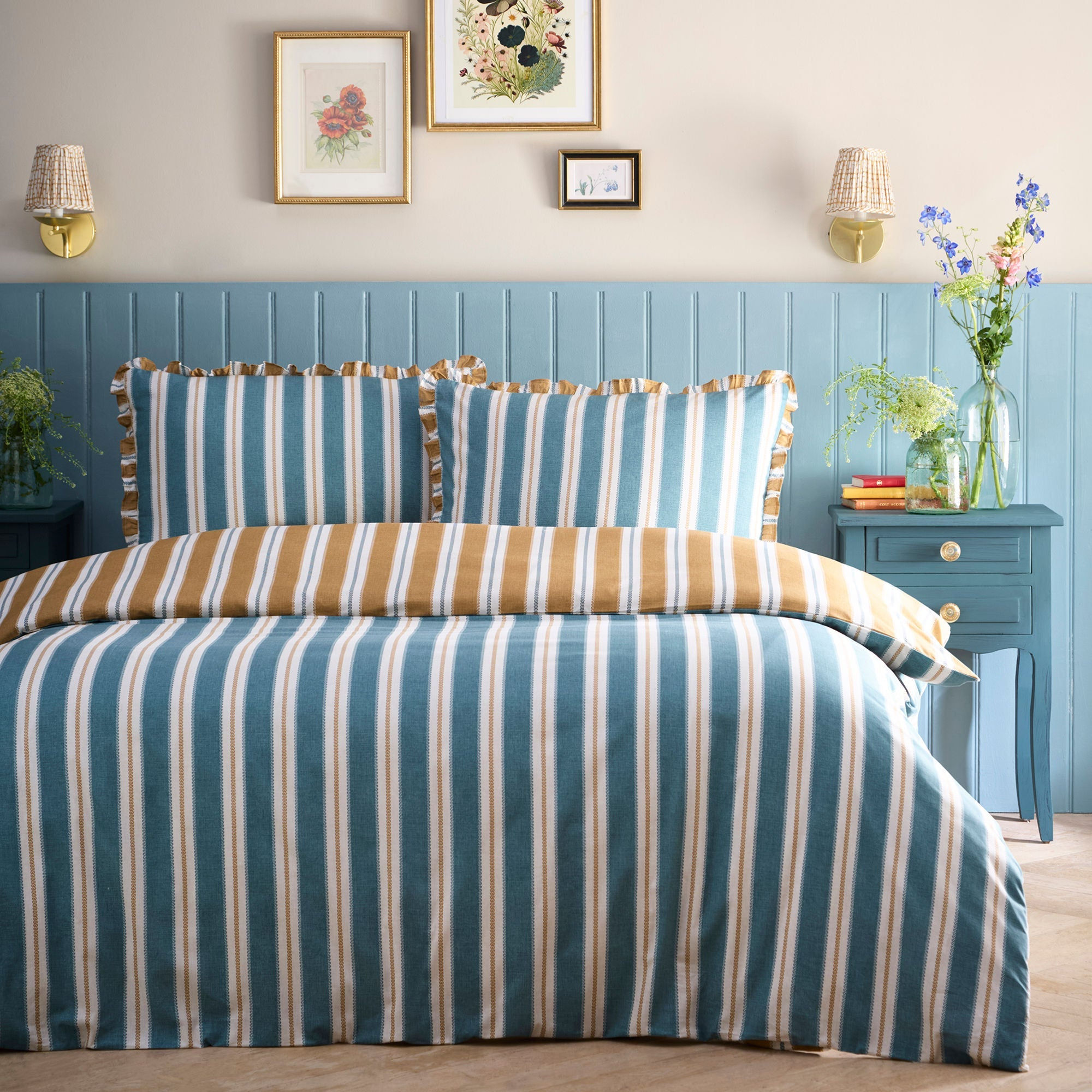 Appletree - Eloise Stripe - Duvet Cover Set - Teal - Double