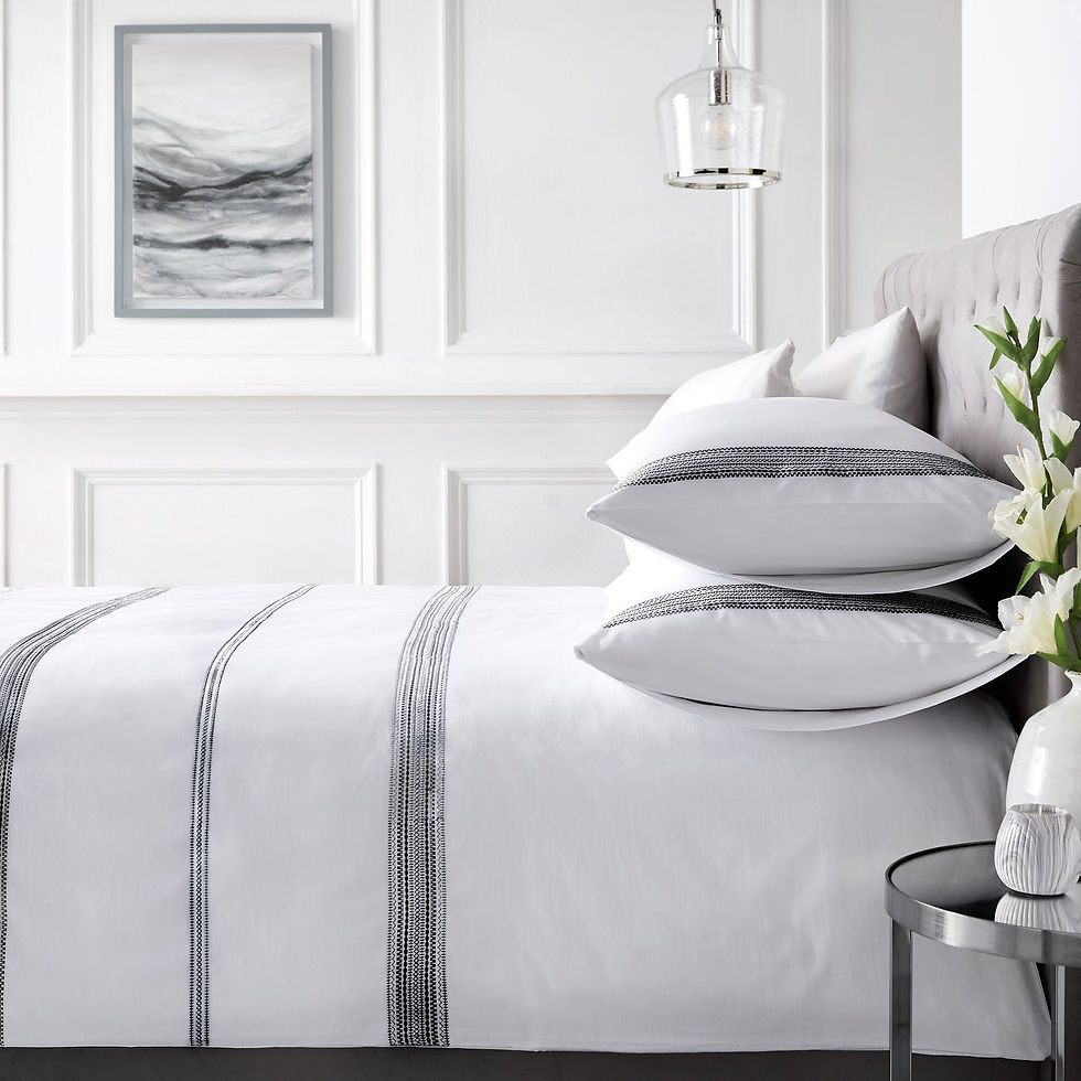 Appletree - Embroidered Bands - Duvet Cover Set - Black