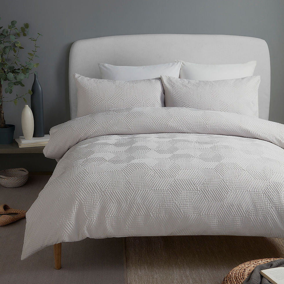 Serene - Embossed Geo - Duvet Cover Set - Grey