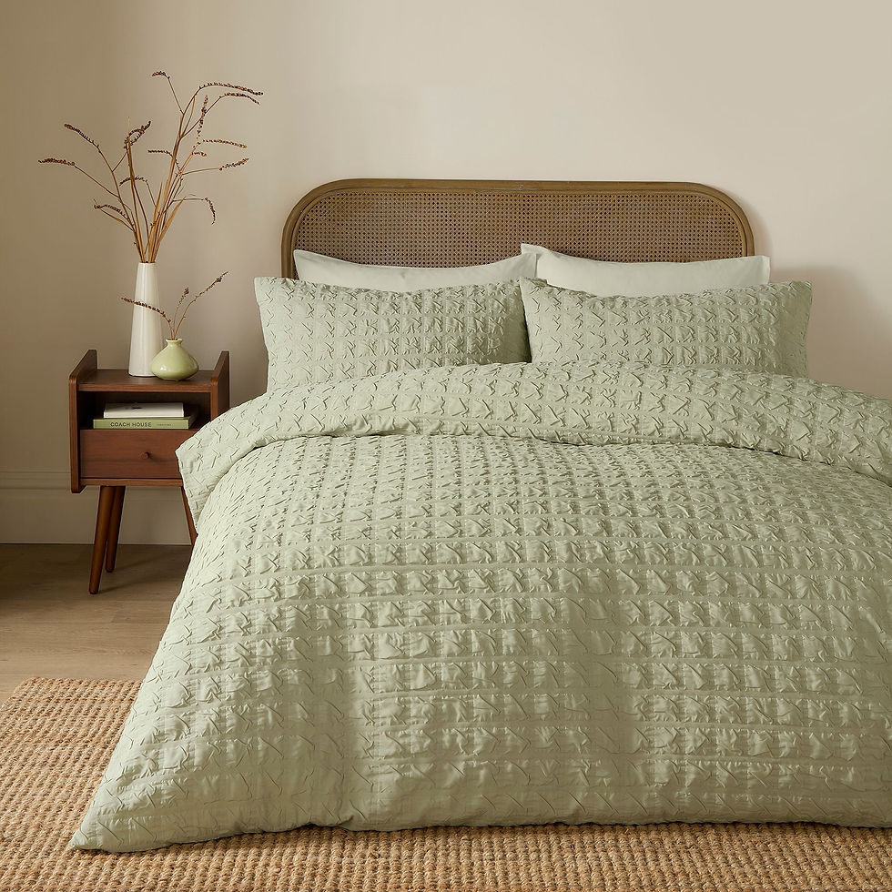 Serene - Embossed Grid - Duvet Cover Set - Green
