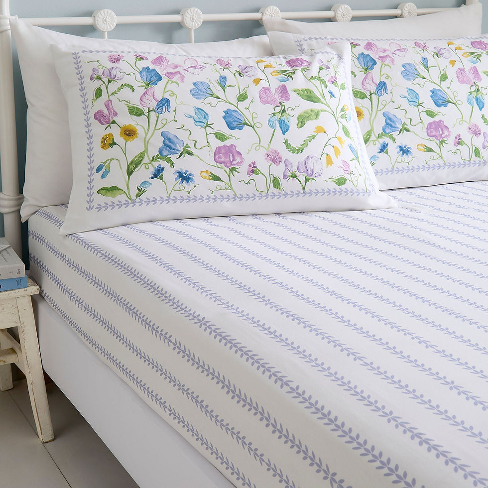Dreams & Drapes - Sweetpea Floral - Fitted Bed Sheet - Lilac - Double