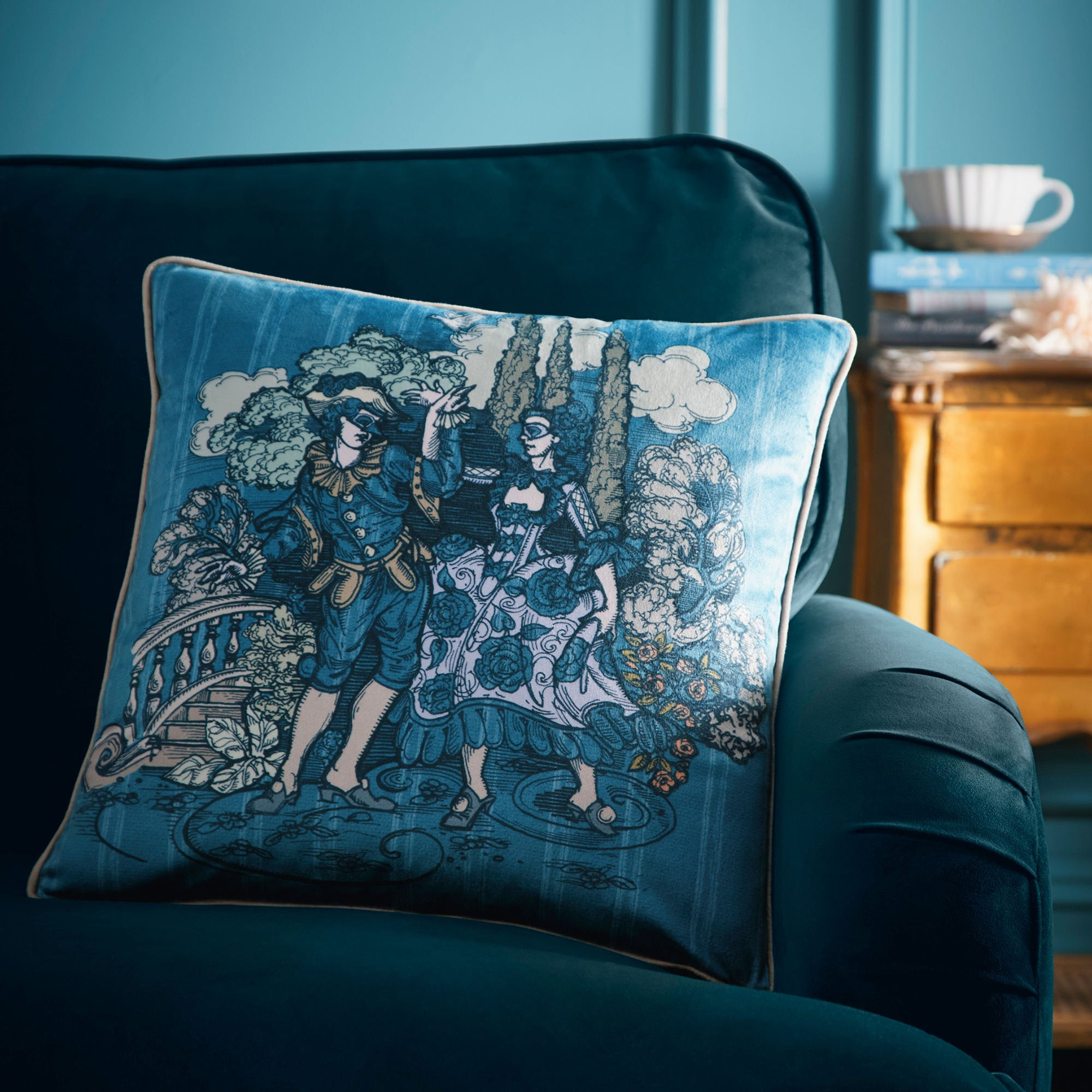 Laurence Llewelyn-Bowen - Tuscan Toile - Filled Cushion - Blue - 43x43cm