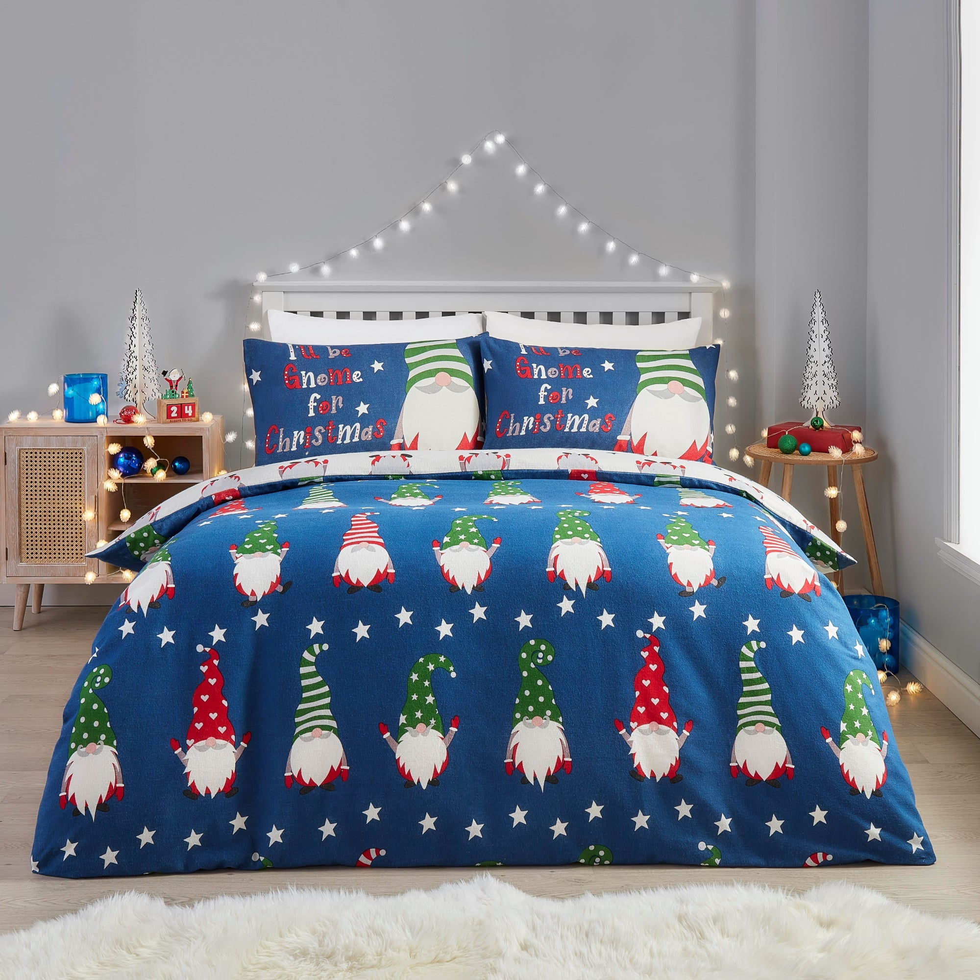 Fusion - Gnome For Christmas - Duvet Cover Set - Navy - King