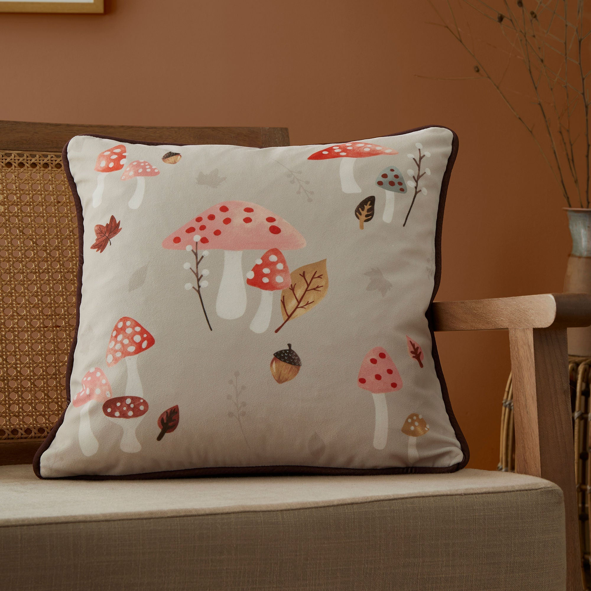Fusion - Woodland Dreams - Filled Cushion - Chocolate - 43x43cm